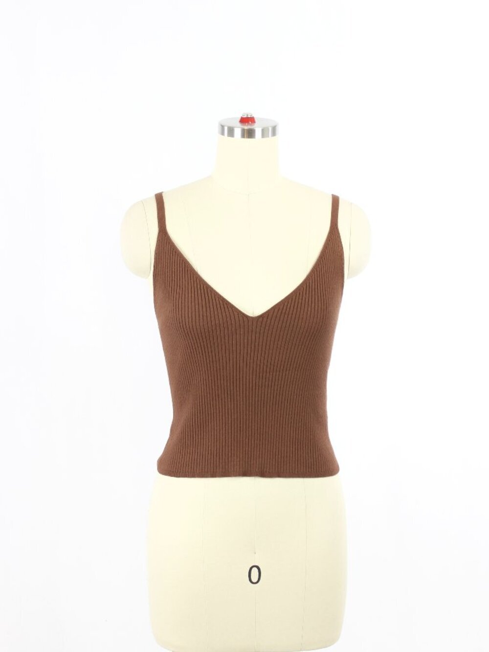 Aritzia WILFRED Itinerary Brown Ribbed Knit V-Neck Sweater Tank Top, Size M